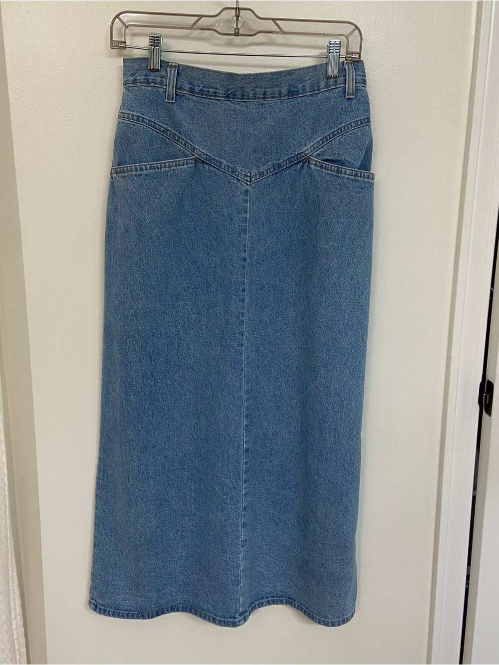 Vintage 80s 90s Denim Maxi Skirt Western High Waist Long Jean Skirt 31” Waist